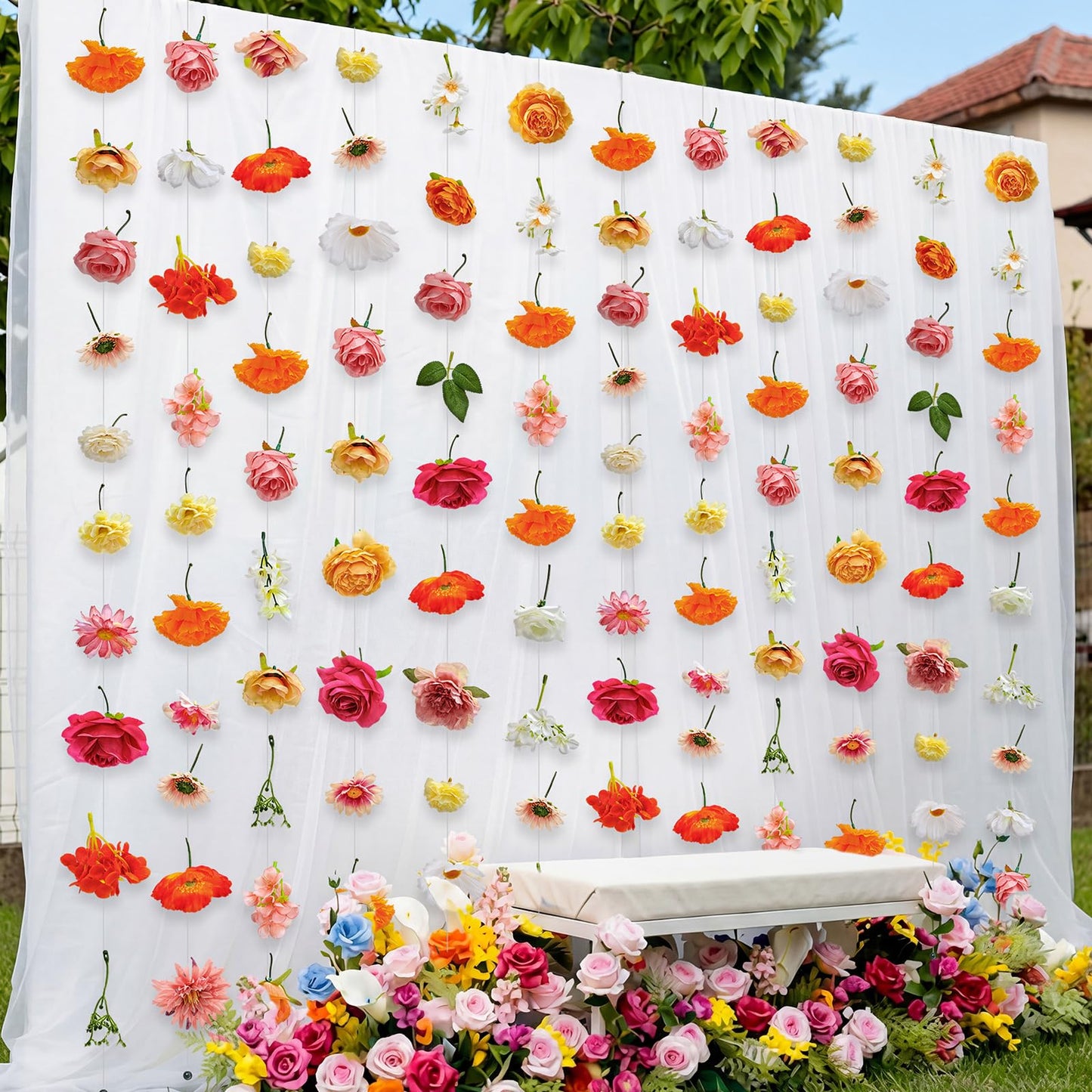XunYee 6 Pcs 35.4 ft Flower Garlands Artificial Wildflower Vines Floral Hanging Backdrop Fake Flower Garlands Faux Silk Wildflower Vine for Wedding Bridal Shower Home Garden Wall Arch Decor(Rose)