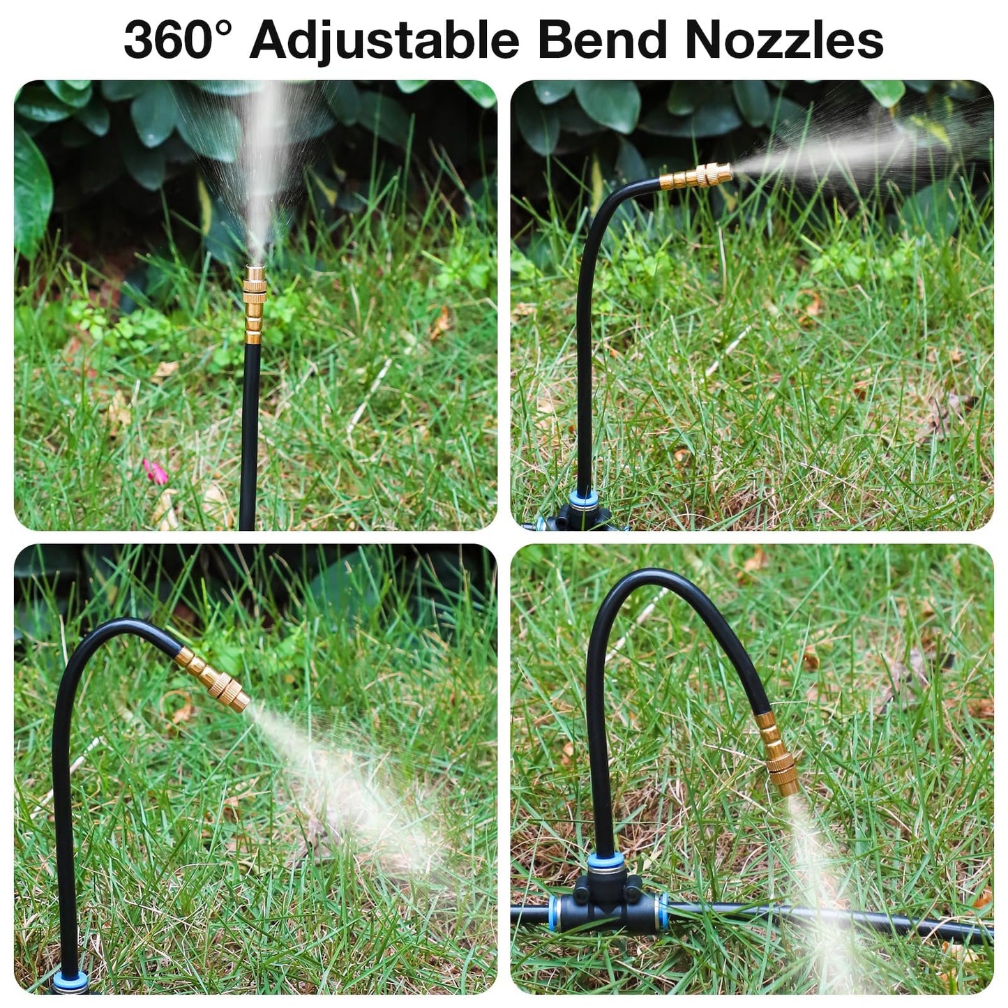 MIXC Drip Irrigation System with Timer,1/4" 100Ft Automatic Garden Watering Kit with 16pcs 360°Adjustable Brass Nozzles & Bendable Rod,for Outdoor Plants,Lawn,Raised Bed,Potted Plant,Yard,Greenhouse