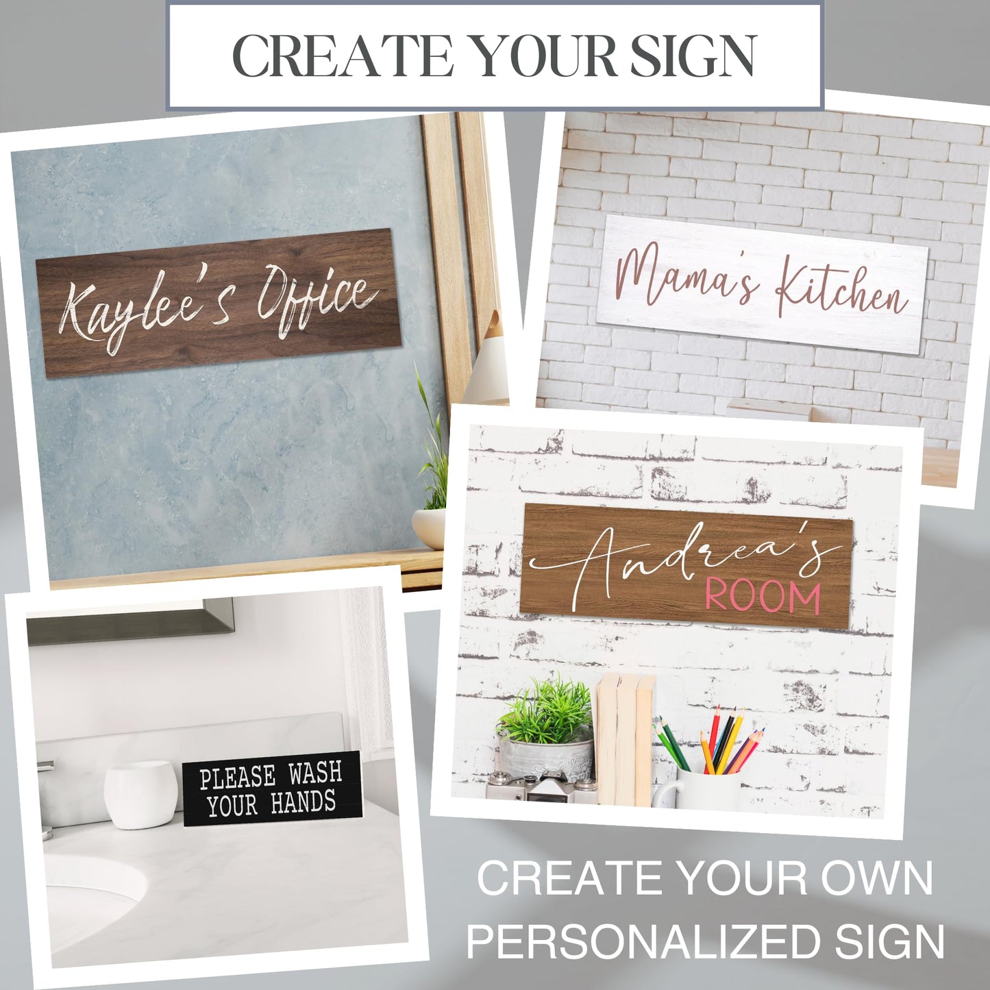 Custom Wood Signs, Personalized Rustic Sign - 3.5" x 10" with 10 Changeable Backgrounds, Fonts & Colors