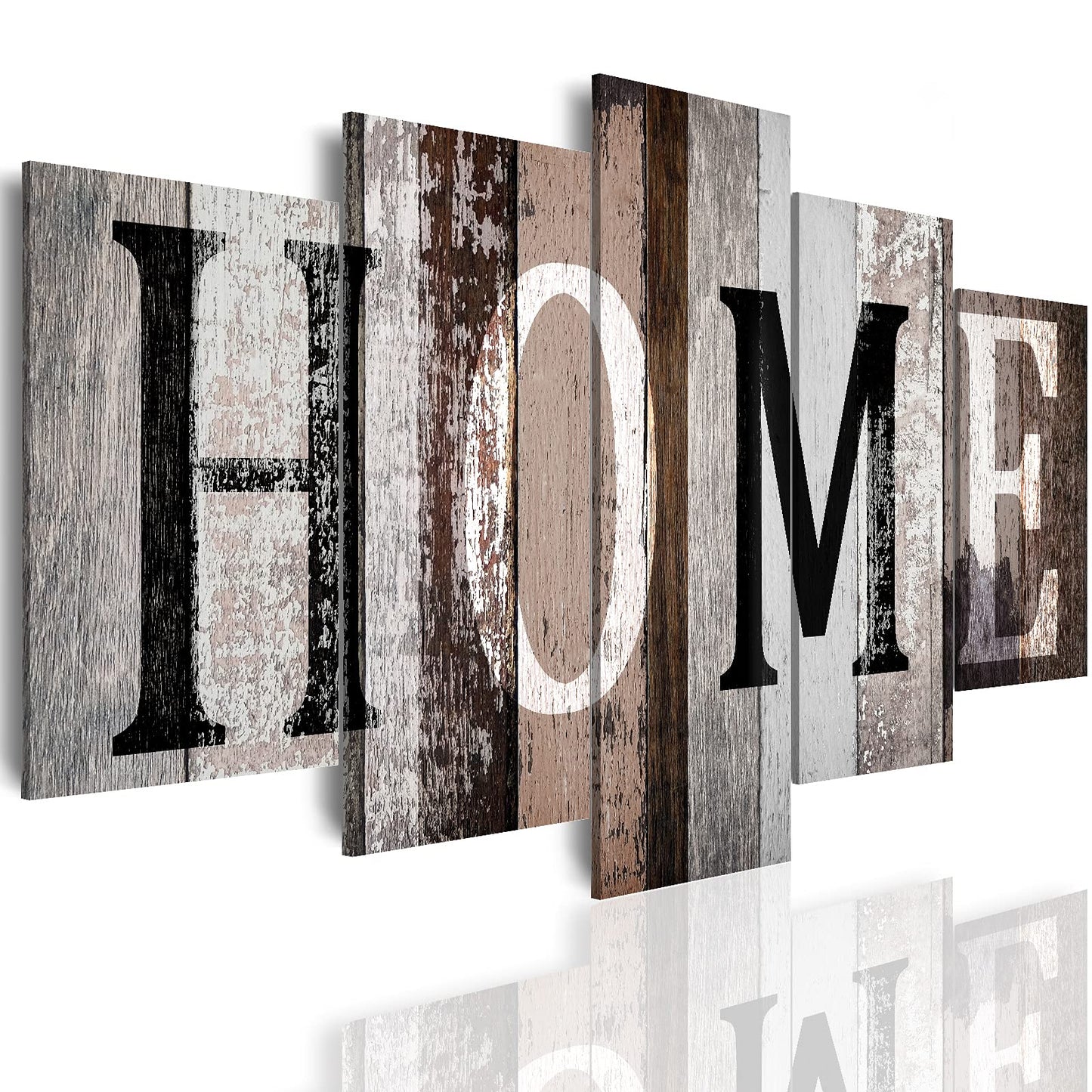 LUDUHU Home Canvas Print Wall Art - 5 Piece Sweet Home Signs, Black and White Quotes, Modern Family Wall Decor (G, Oversize 40x20inch)