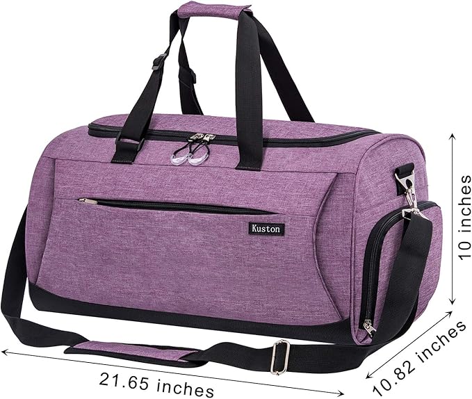 Kuston Sports Gym Bag with Shoes Compartment &Wet Pocket Gym Duffel Bag Overnight Bag for Men and Women