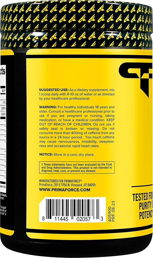 Primaforce Pre-Workout Complex Powder (Watermelon Candy, 30 Servings) - Fitness Supplement for Workout Routine Enhancement, 438g