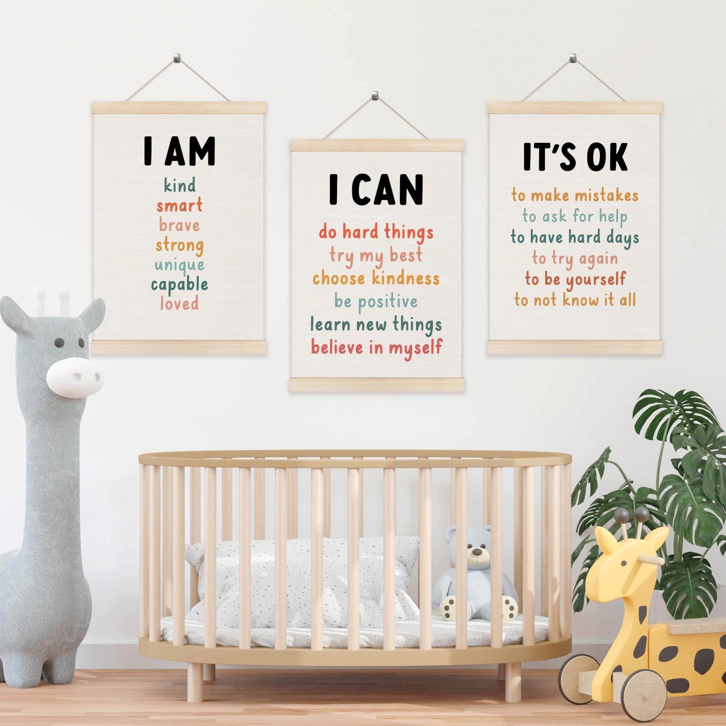 Koesus Inspirational Classroom Wall Art Poster Hanger Frame 12x16 Inch Set of 3, Positive Affirmations for Kids, Motivational Canvas Pictures Prints Framed Wall Decor for Classroom Kids Room Playroom