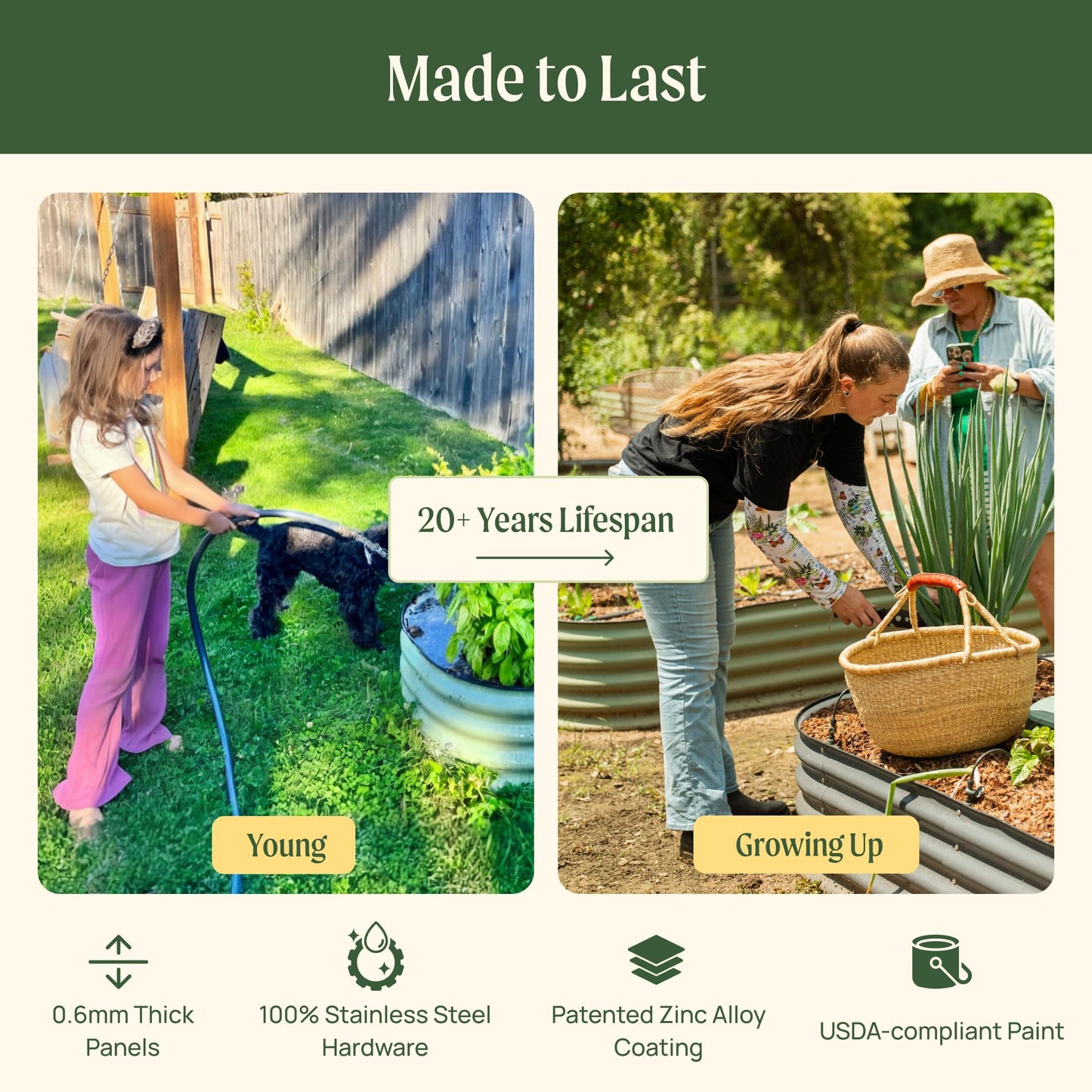 Vego garden 17" Tall 2' x 12' Giant Modular Metal Raised Garden Bed Kit, Large Metal Planter Box for Vegetables, Flowers, Herbs, Modern Gray