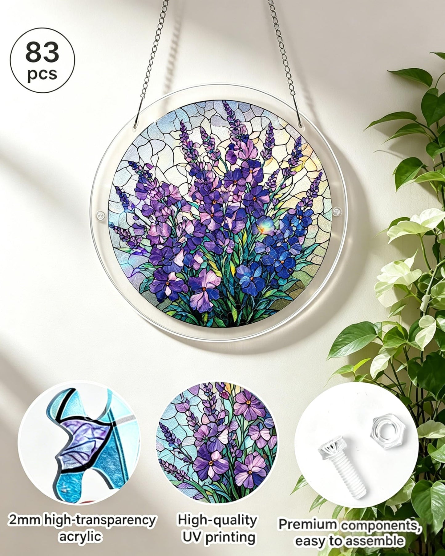 Jigsaw Puzzle Suncatcher,Sun Catcher Puzzle Acrylic Puzzle Garden Window Hanging DIY Suncatcher Kits Home Decor Gift