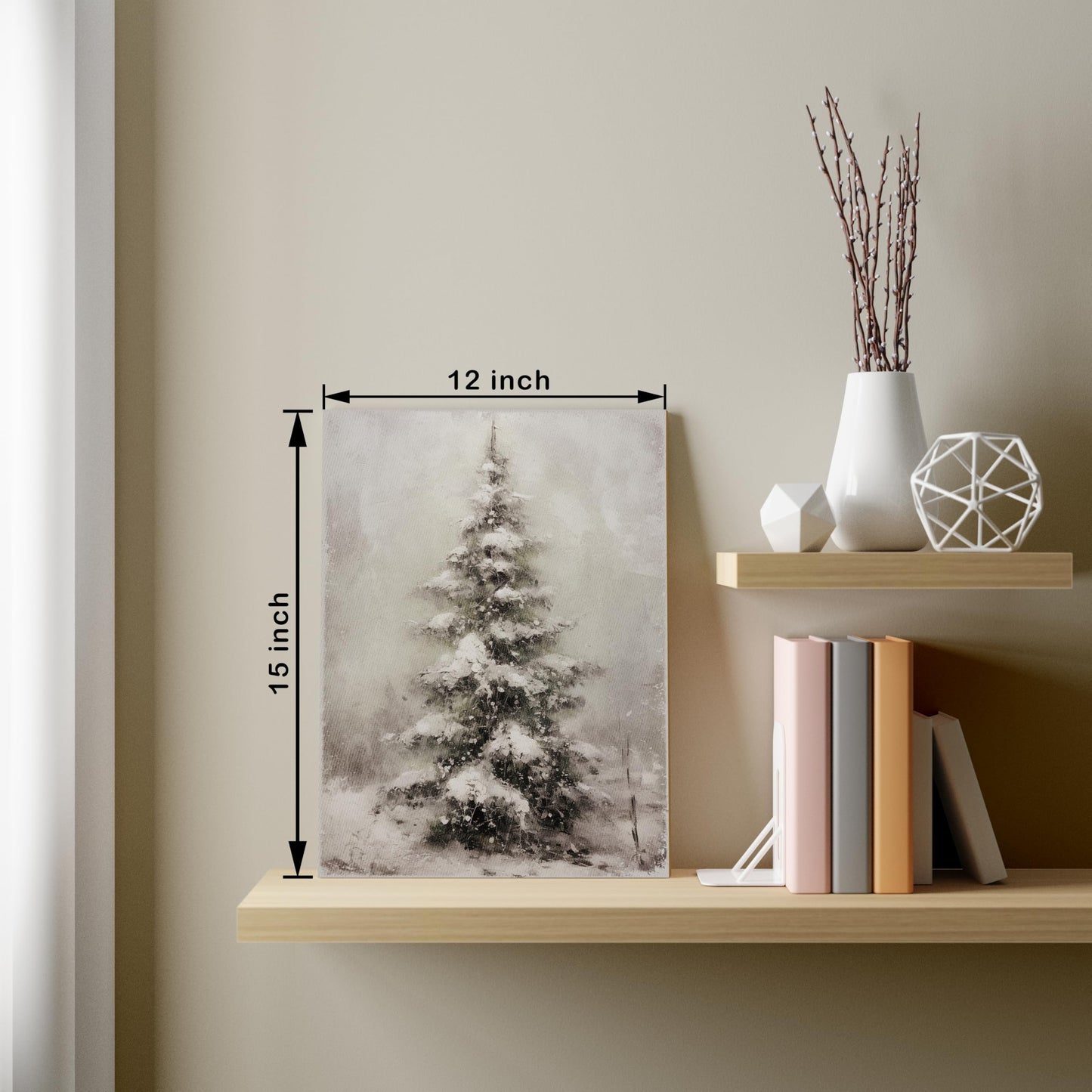 YQDEJ Pine Tree Wall Art Decor Gifts, Christmas Winter Scene Canvas Wall Decor Art, Christmas Canvas Wall Art,Winter Bathroom Decoration,Christmas Decoration Gifts, 11x14 Inches Framed