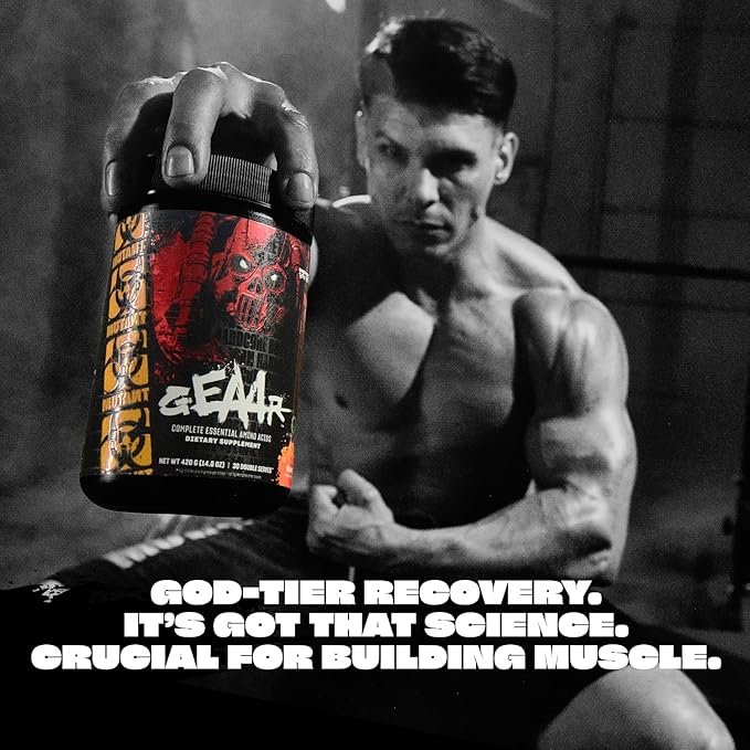 Mutant GEAAR - 9.4g of EAA Powder + Arginine, 7g BCAAs, 4g Leucine, Electrolytes, Coconut Water, 30 Servings (Orange Rush)