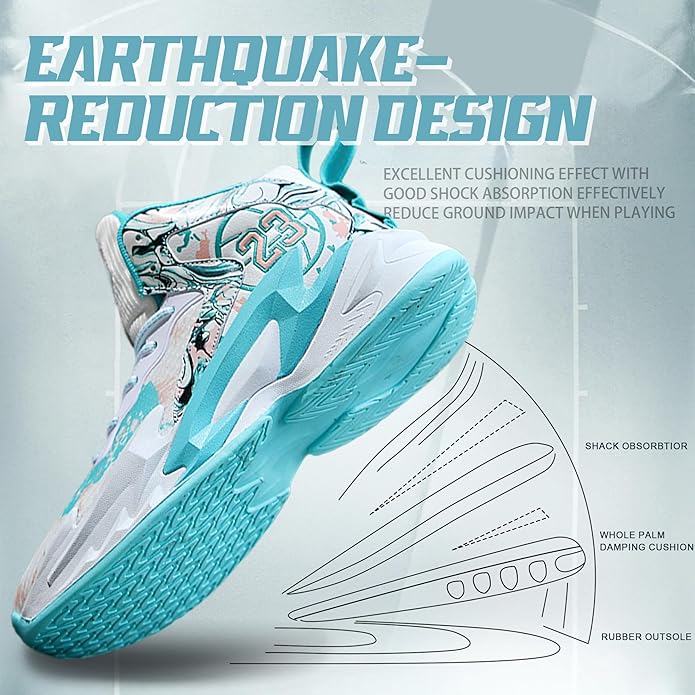Men's Basketball Shoes Breathable Anti Slip Fashionable Graffiti Training Shoes Outdoor Shoes