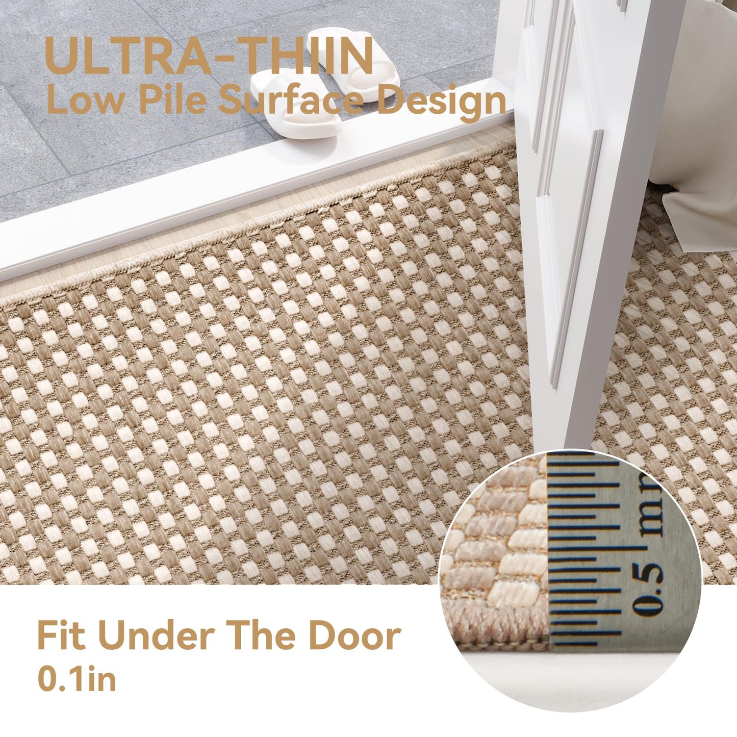 YDKGL 3x5 ft Area Rug Entryway Runner Rug Non Slip Washable, Boho Woven Kitchen Runner Rugs Door Mat Entry Rugs Carpet for Indoor Foyer Backdoor Hallway Floor Bedroom Living Room, Easy Clean, Brown