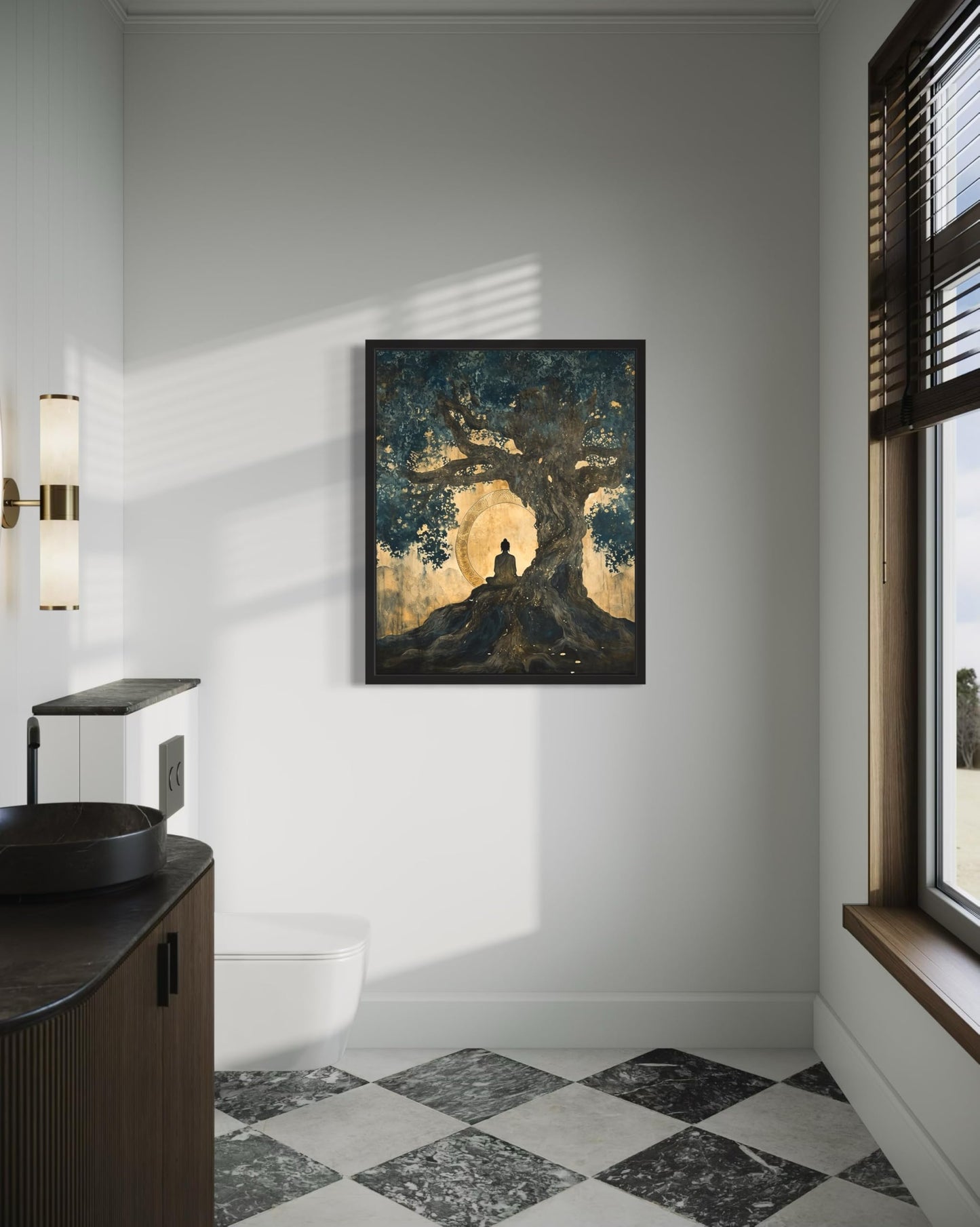 Buddha Bodhi Tree Art Print Poster, Religious Faith Spiritual Wall Art Painting Worship Prayer, Religious Art for Living Room and Bathroom 34 (Buddha Bodhi Tree,10"L x 8"W, Unframed)