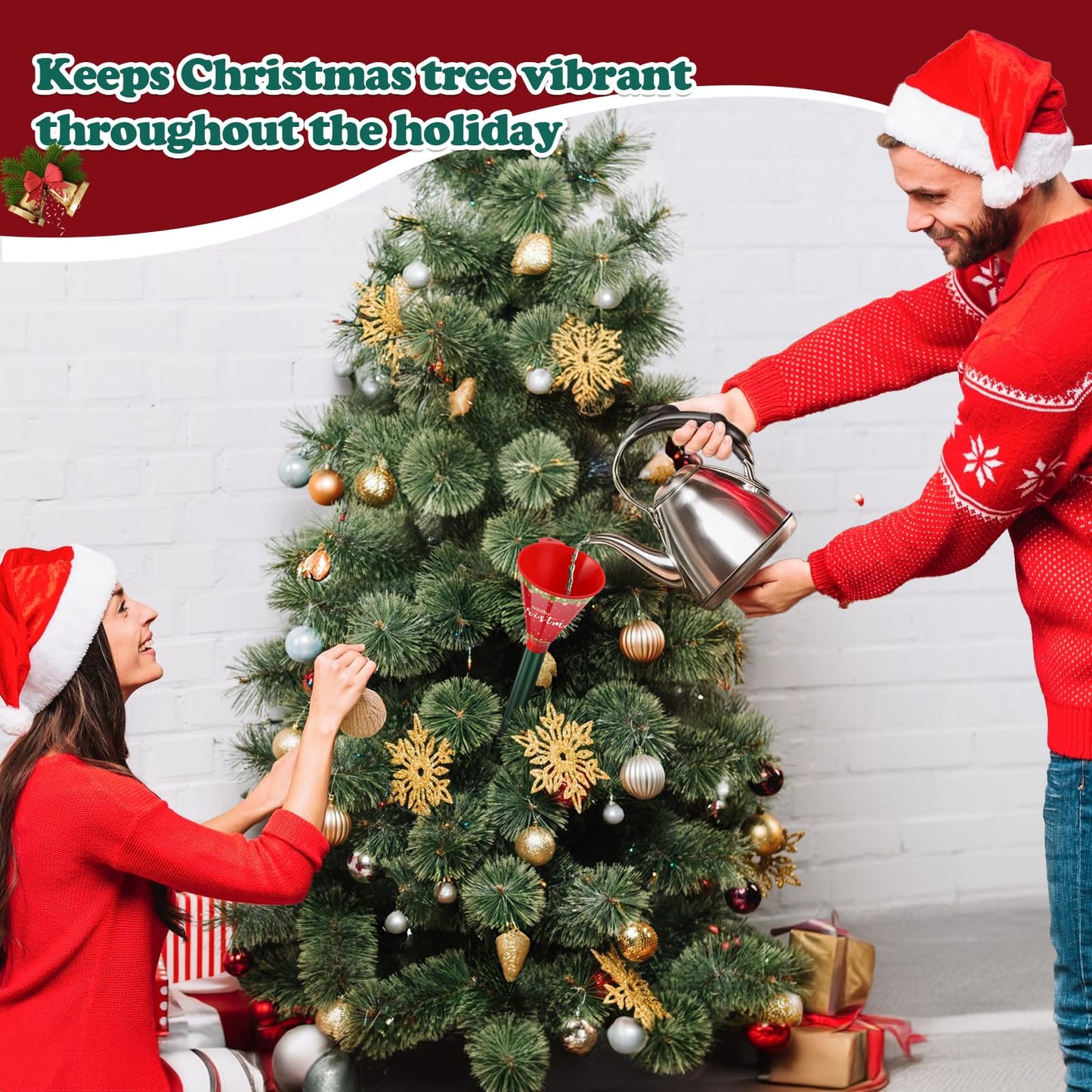Christmas Tree Watering Funnel-39 Inch Adjustable 3-Section Long Funnel Spout Funnel Watering System Xmas Plant Watering Tool for Large Indoor Outdoor Plants (2)