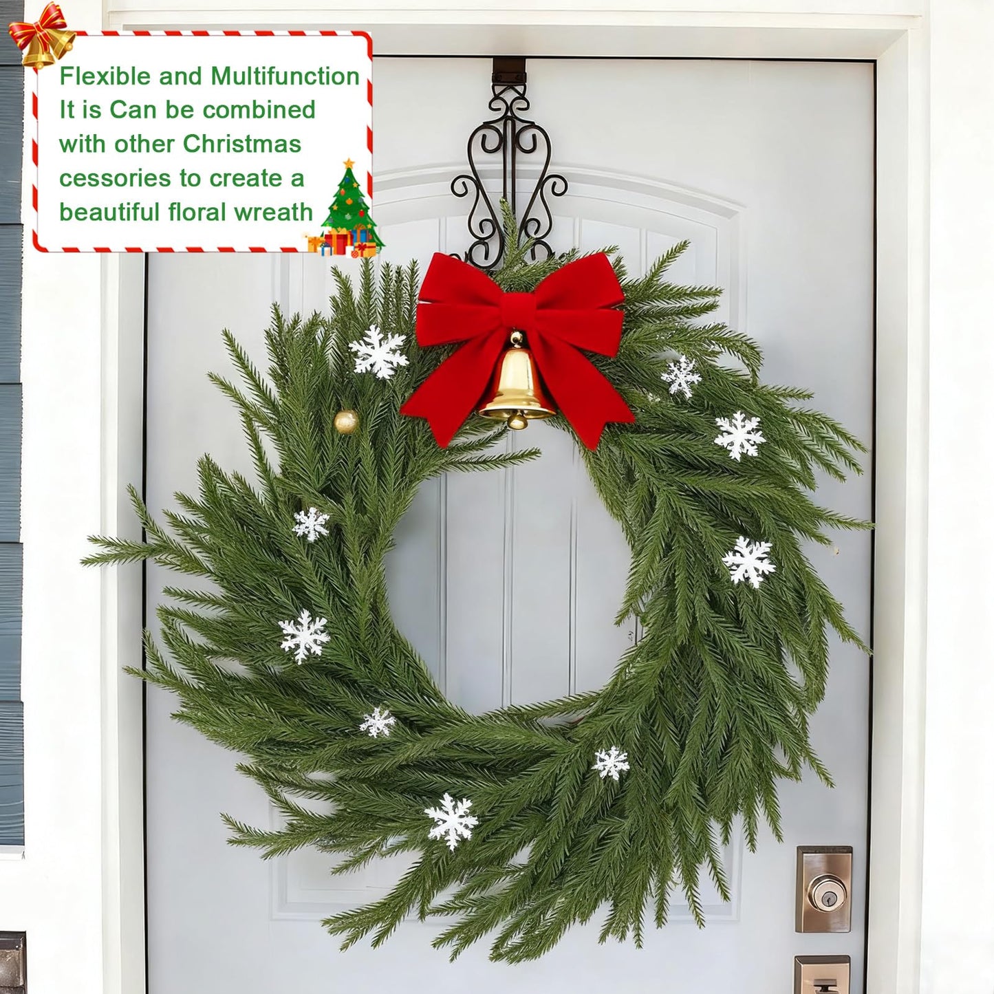 12FT(2*6FT) Christmas Norfolk Pine Garland, Soft Real Touch Faux Green Garlands, Holiday Decor Winter Artificial Greenery Garland for Mantle, Stairs, Table, Fireplace, Indoor Outdoor Xmas Decorations