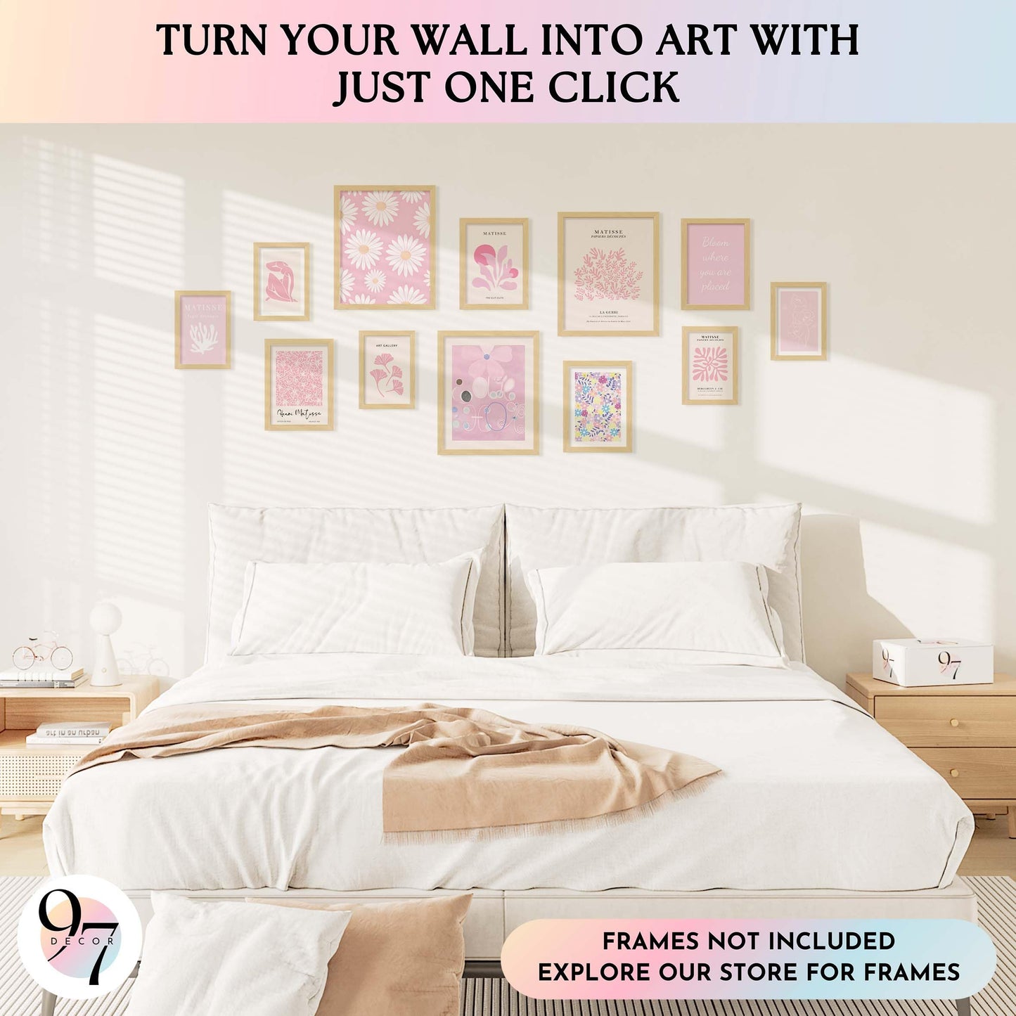 97 Decor Pink Wall Decor Aesthetic Pictures - Matisse Wall Art Pink Posters for Room Aesthetic, Abstract Danish Pastel Prins, Light Pink Dorm Wall Decor for College Girls Bedroom (8x10 Unframed)