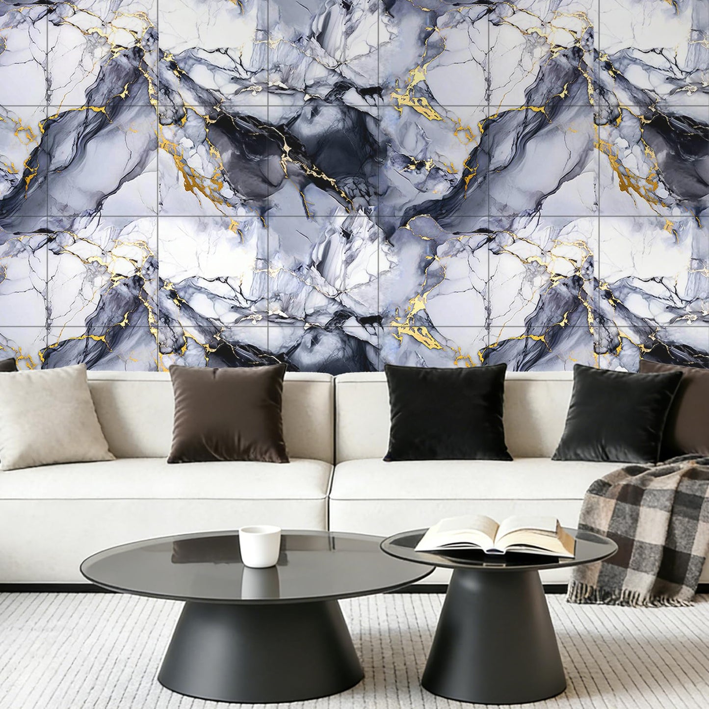 PGVALXOR Peel and Stick Wall Panels for Kitchen Backsplash, 11.8" x 11.8" Self-Adhesive Waterproof Marble Wallpaper for Bathroom, Living Room, 30-Pack
