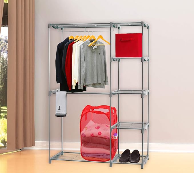 Simple Houseware Mesh Pop-Up Laundry Hamper Basket with Side Pocket, Red - 2 Pack
