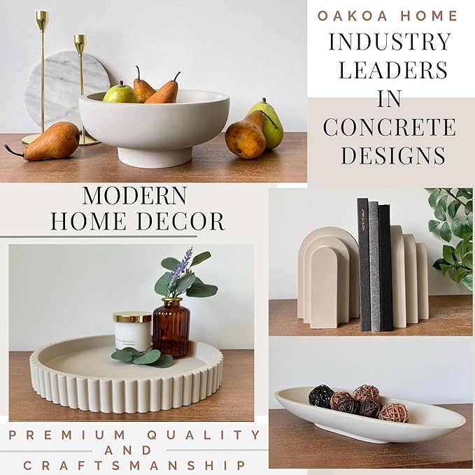 OAKOA Black Decorative Bowl for Home Decor - Modern Fruit Bowl for Kitchen Counter - Black Bowl Decor - Centerpiece Bowl - Organic Modern Decor