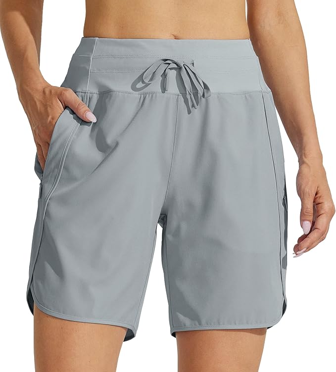 Willit Women's 7" Athletic Running Shorts Long Workout Hiking Shorts Quick Dry High Waisted Active Zipper Pocket(3X-Large)