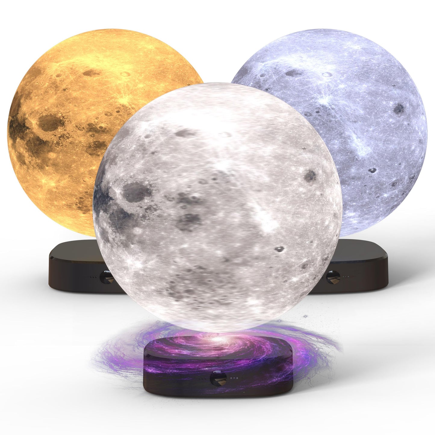 Camdii Moon Lamp, 6 inch 3D Printed Floating Moon lamp, auto Light up with self Rotating, Moon Light lamp for Kids (Black Base)