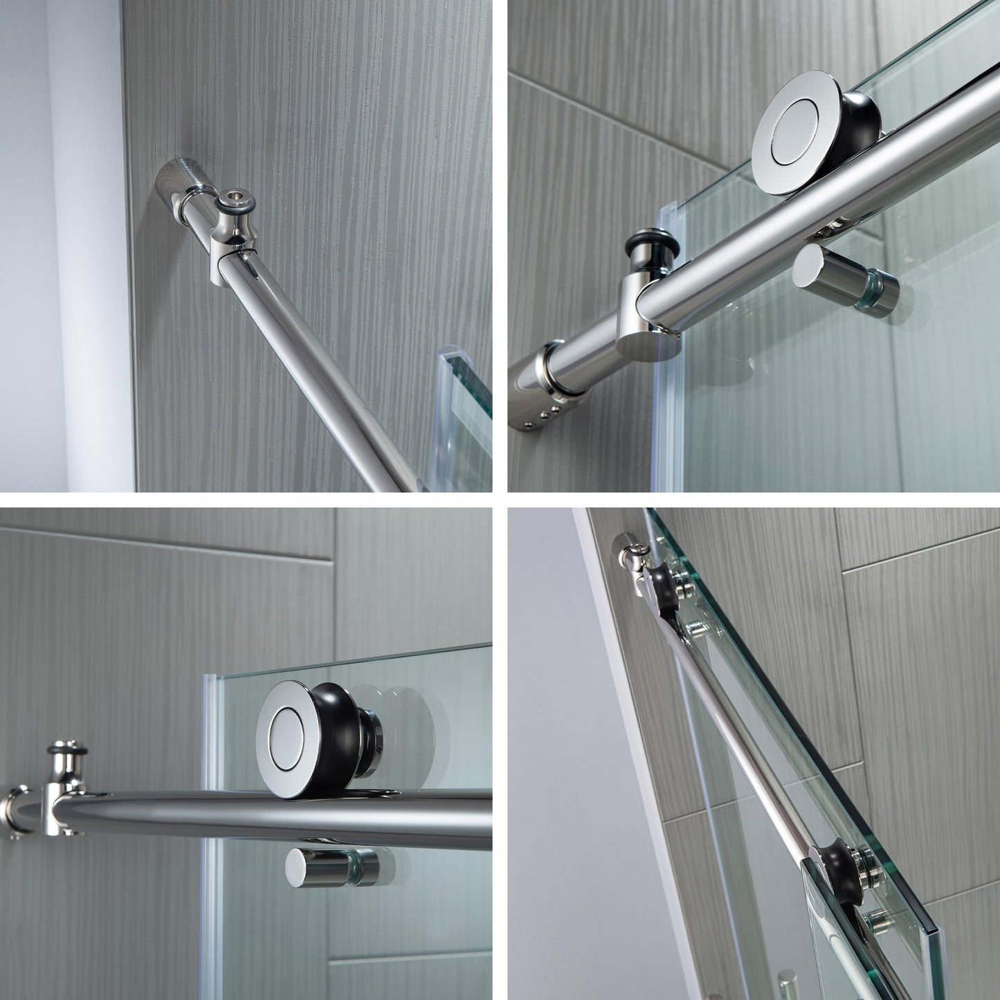 Woodbridge Frameless Bathtub Shower Doors 56-60" Width x 62" Height with 3/8"(10mm) Clear Tempered Glass in Chorme Finish