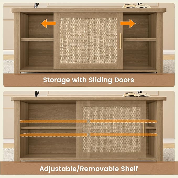 SEDETA 31.5" Lift Top Coffee Table with Storage, Square Coffee Tables for Living Room, Farmhouse Coffee Table with Large Hidden Storage Compartment and Adjustable Shelves, Rattan Oak