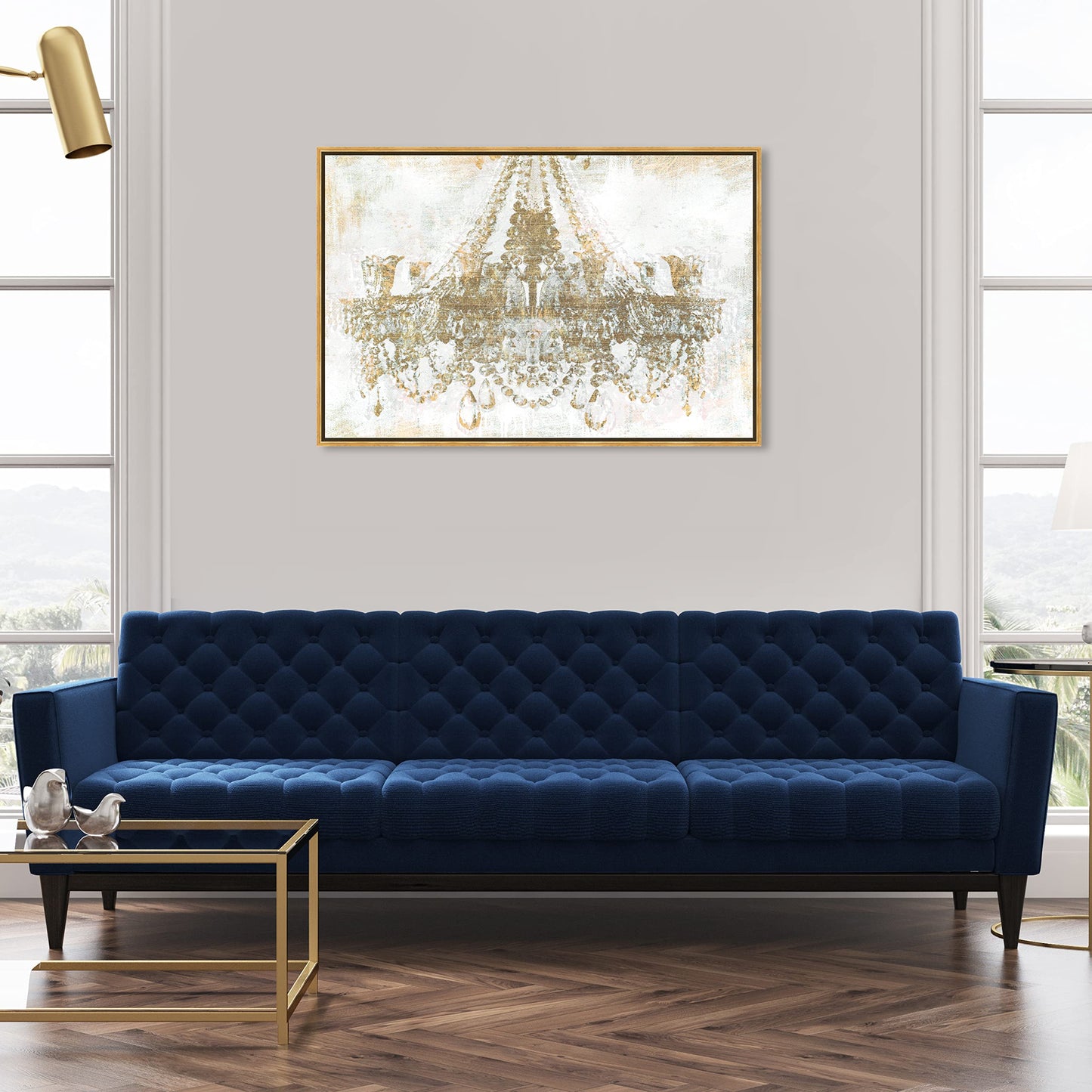 The Oliver Gal Artist Co. Fashion and Glam Modern Canvas Art - Gold Diamonds, Wall Art for Living Room, Bedroom, and Bathroom, 45 in x 30, White and Gold Home Decor