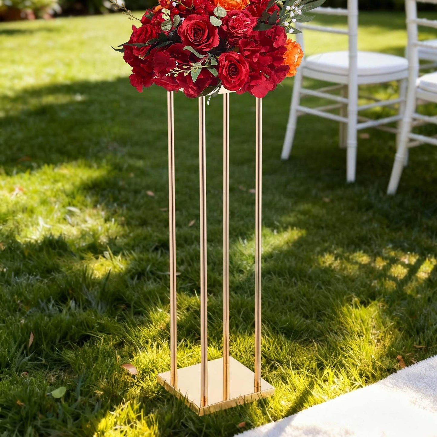 VEVOR Wedding Flower Stand, 10PCS 31.5-inch Column Flower Stand, Floral Stands with Metal Laminate,Cylindrical Cubic Floral Display Rack for Wedding, Party, Birthday, Home,French Gold Stands