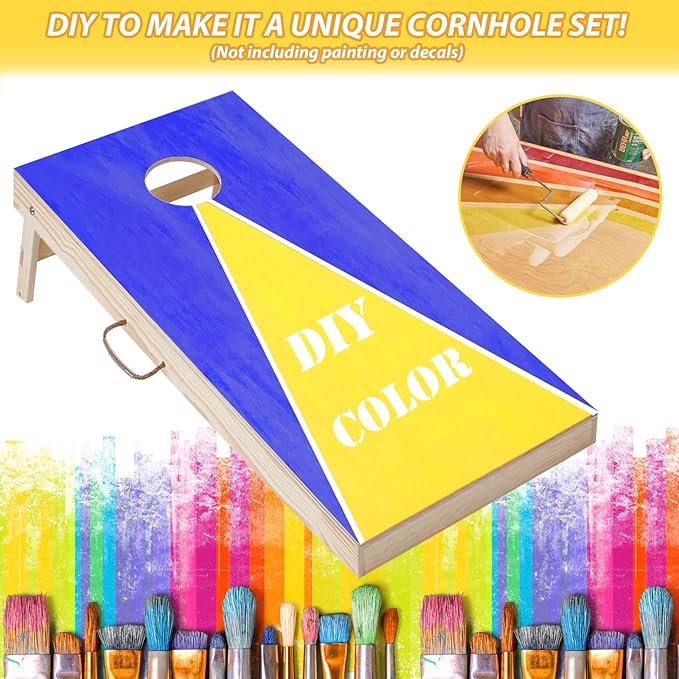 Cornhole Set 4'x2' Cornhole Board Sets with Bags Regulation Size, Corn Hole Games for Adults Outdoor Bean Bag Toss Game, Solid Wood