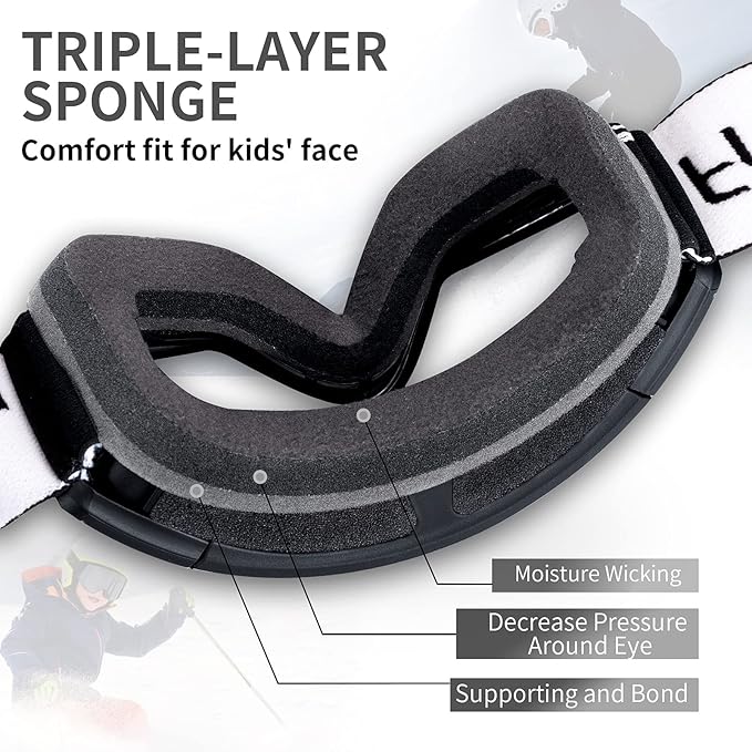 Freela Kids Ski Snowboard Goggles for Toddler(3-14) Youth Anti Fog Anti UV Goggles Girls Boys Snow Skiing Equipment