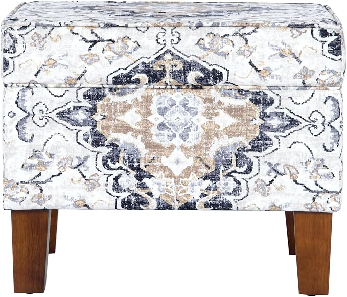 Spatial Order Home Decor | Dinah Collection Modern Storage Ottoman | Ottoman with Storage for Living Room & Bedroom(Antiqued Ebony Cream)