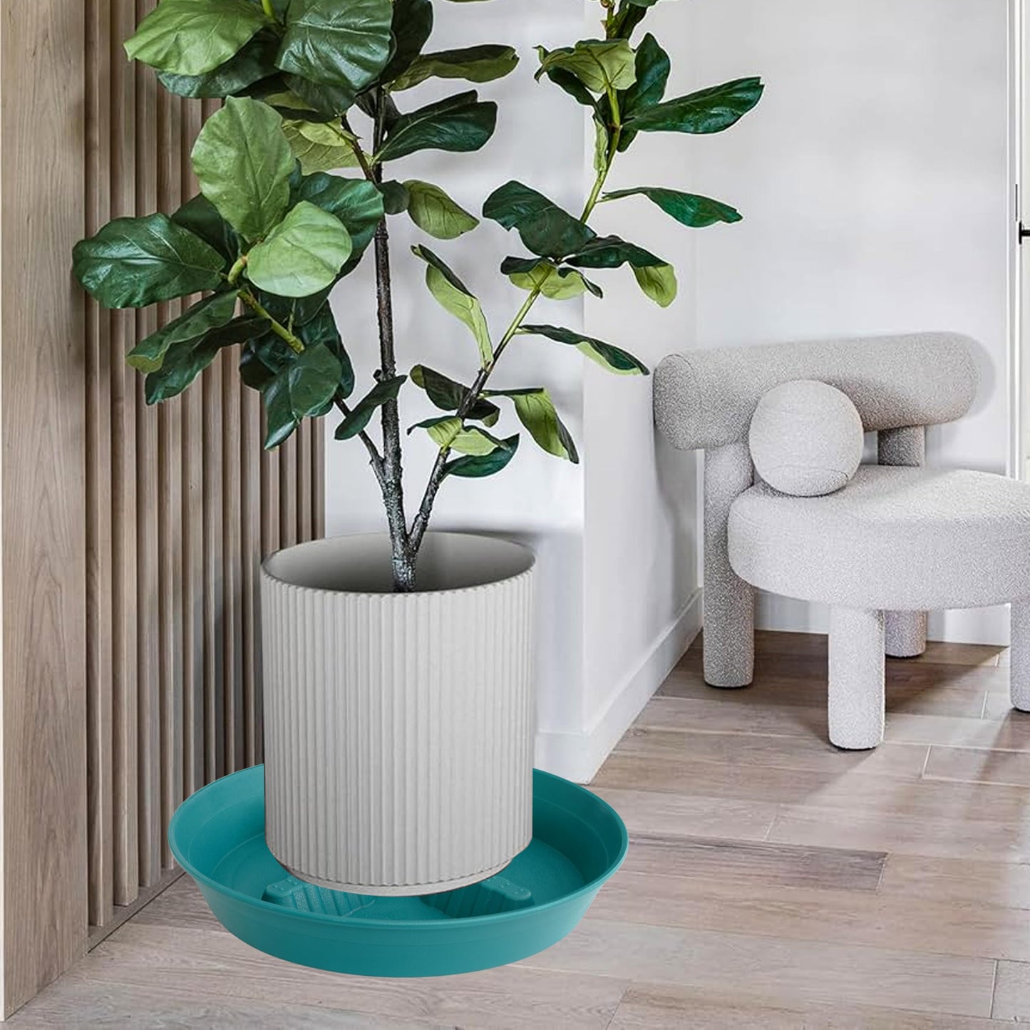 Feyvdzv 4 Pack Plant Saucer 10 inch, 8 12 14 17 inch, Plant Stand Plastic Plant Saucers for Indoors Outdoor, Heavy Duty Flower Plant Risers for Inside Pots, Pot Saucers for Plants, Grow Bags Saucers