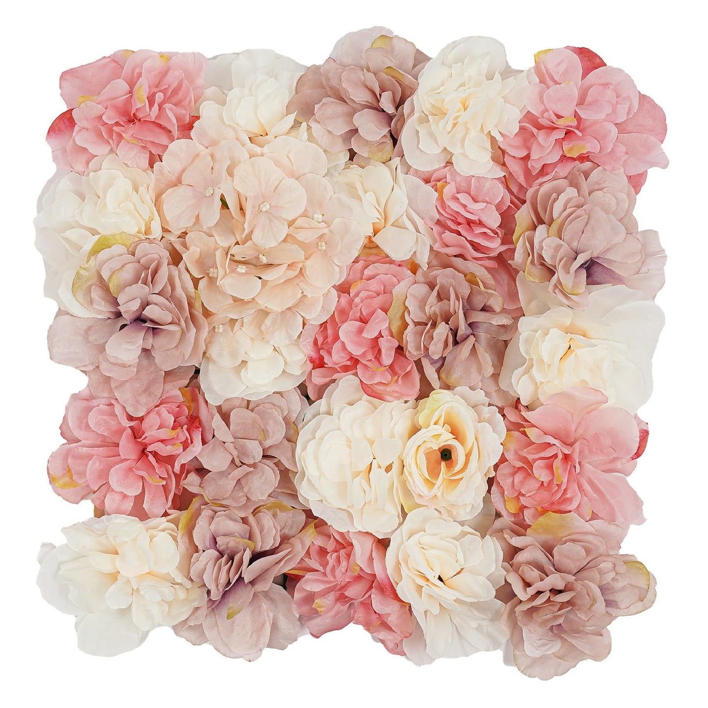NeNchengLi 12Pcs Artificial Flower Wall Panel 3D Floral Backdrop Walls15 X 15" Flower Wall Decor Panel Flower Backdrop for Party Home Background Decor-Champagne, White, Pink