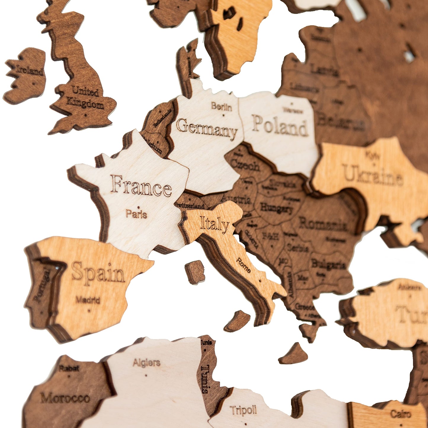 Woodvio 3D Wooden World Map, Decorative Wall Art for Home and Office Décor - size Medium (47" x 24.5")