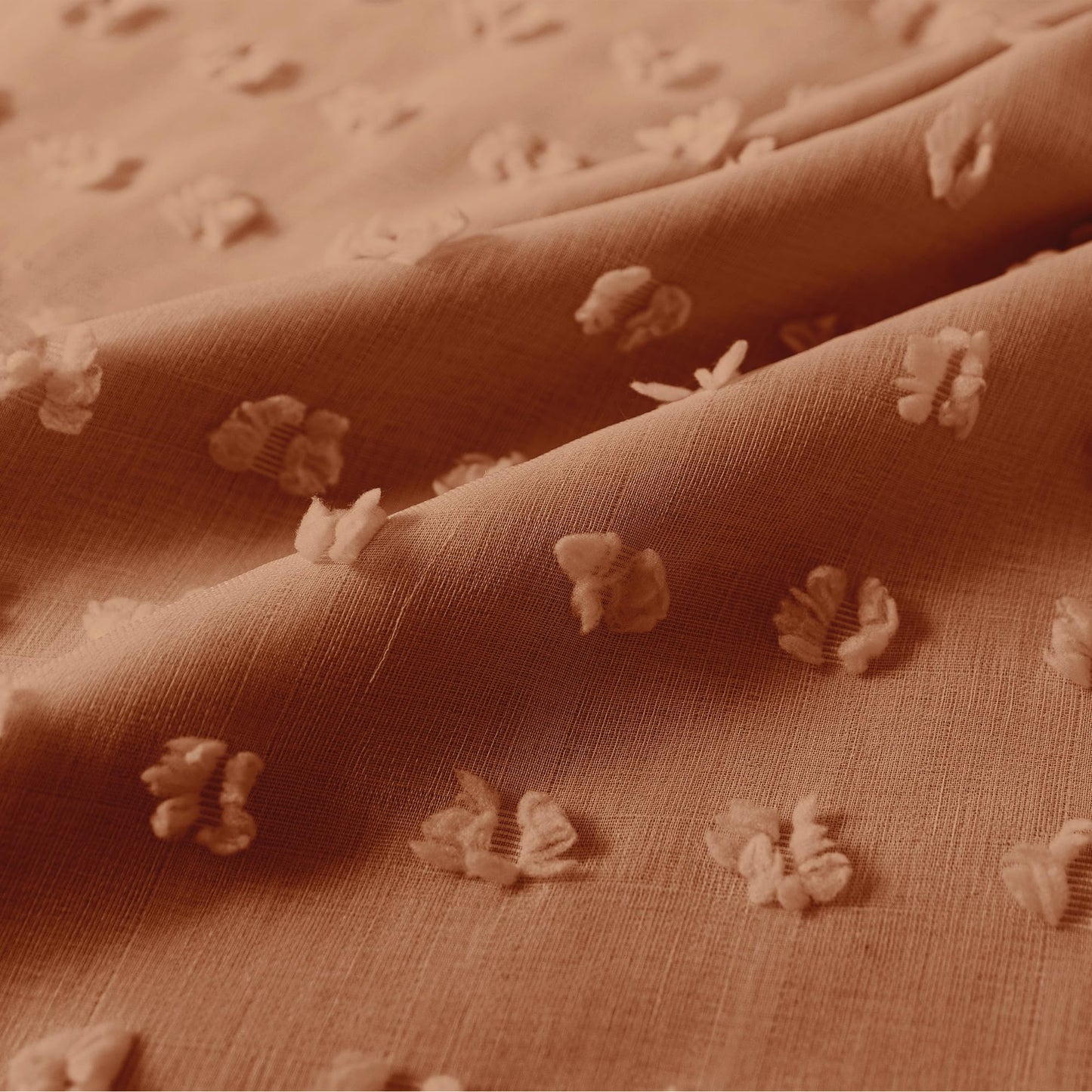 Boho Blackout Curtains for Bedroom 84 Inch Length 2 Panels Set,Vintage Farmhouse Terracotta Rust Pom Pom Textured Patterned Double Layer Sheer Overlay Bohemian Western Curtain Drapes for Living Room