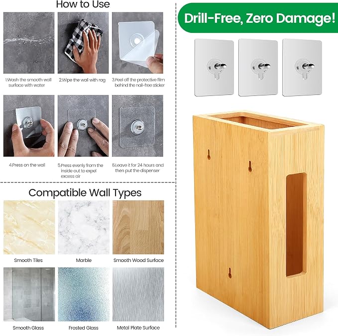 Libreshine Extra Large Bamboo Grocery Bag Holder for Plastic Bags, Under Sink Cabinet or Wall Mounted Organizer, Space-Saving Bag Dispenser for Kitchen, Pantry, Laundry Room, Garage