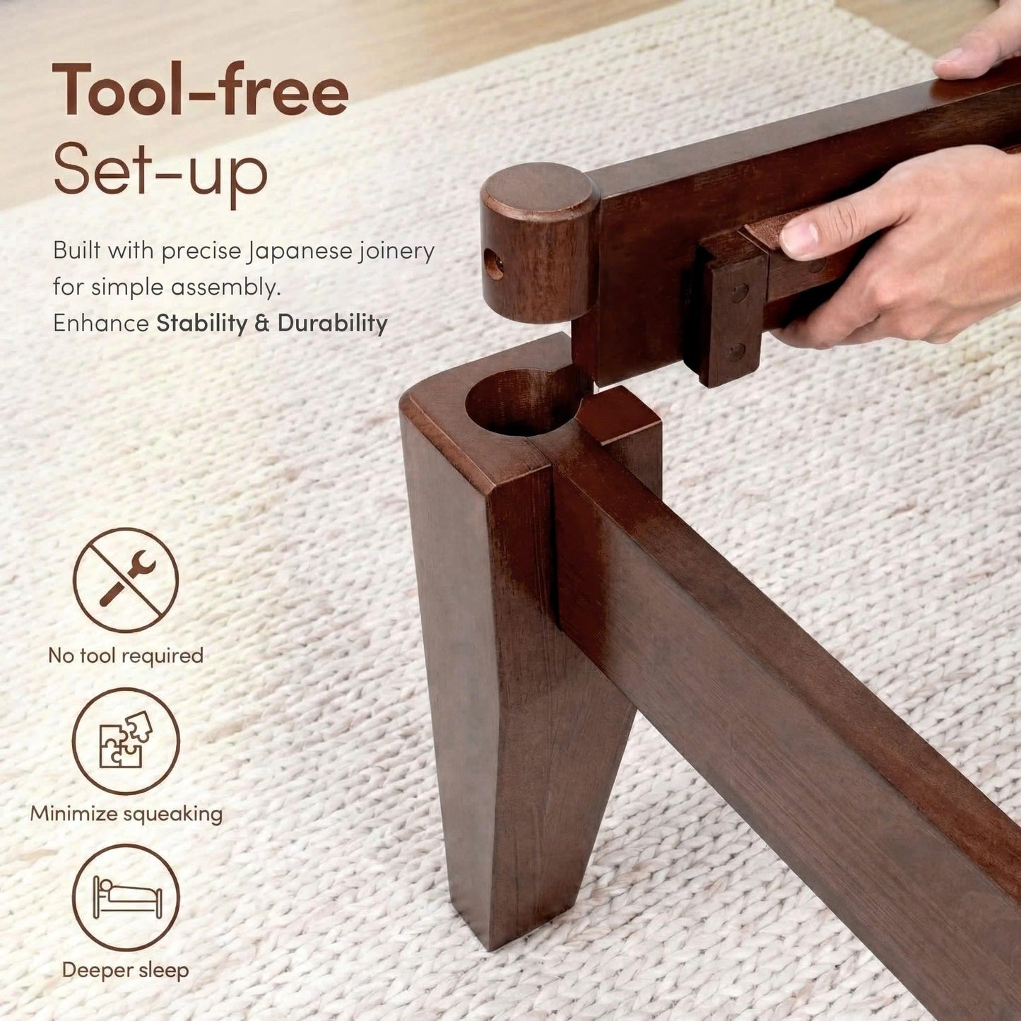 AllForWood Thor Premium Solid Wood Bed Frame Full, Japanese Joinery Bed Frame with Wood Slat Support, Platform Bed, No Box Spring Needed, Easy Assembly, Minimalist & Modern Style (Mahogany)