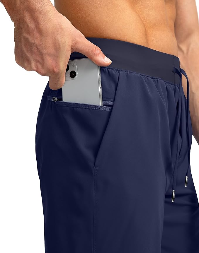 Men's Running Shorts with Zipper Pockets 9 Inch/ 7 Inch / 5 Inch Lightweight Quick Dry Gym Workout Athletic Shorts for Men(7" Inch)