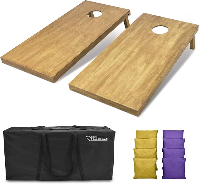 GoSports 4 ft x 2 ft Regulation Size Wooden Cornhole Boards Set - Includes Carrying Case - Full Regulation Size Bean Bag Toss Boards