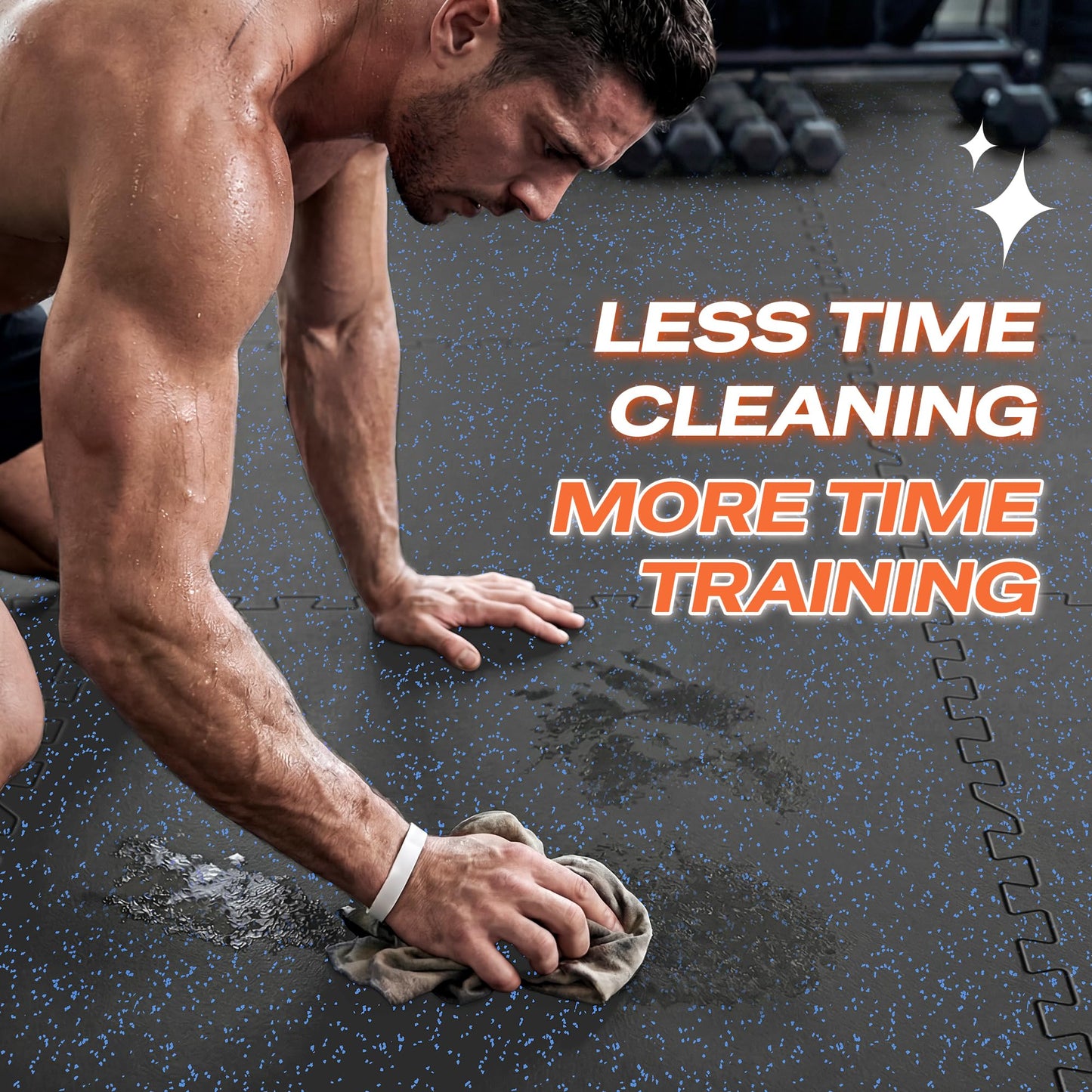 SUPERJARE 30" x 30" Larger Rubber Top Exercise Equipment Mats, 0.56" Thick,12 PCS 75 Sq Ft High-Density EVA Foam Interlocking Gym Flooring, Big Workout Mat for Home Gym, Floor Protection, Black/Blue