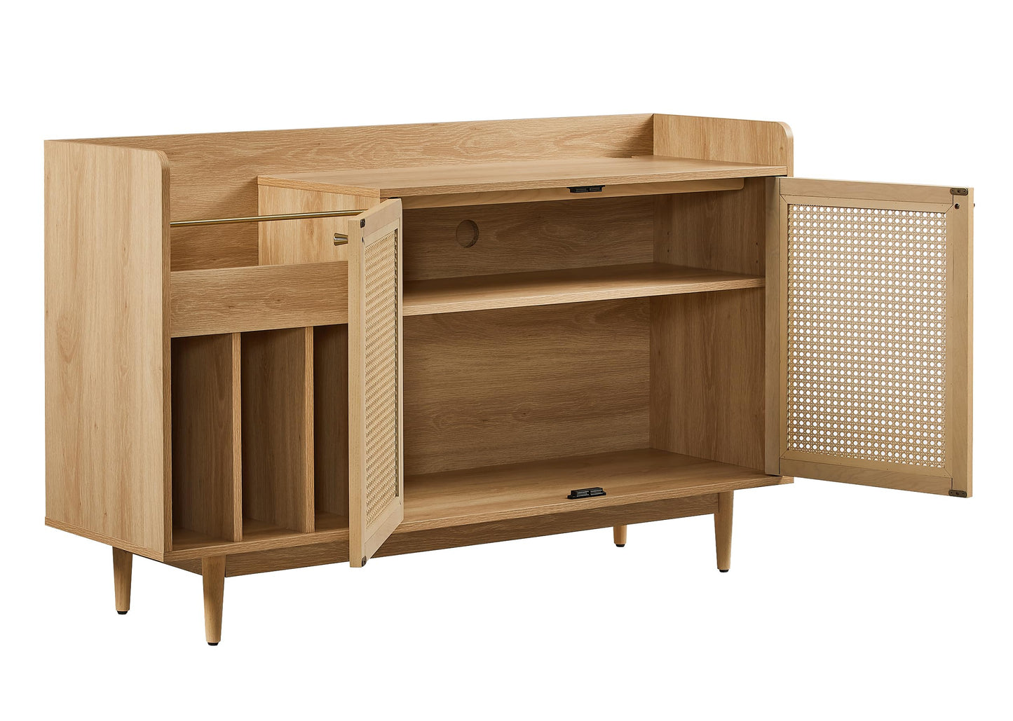 Crosley Furniture Maeve Record Player Cabinet, Vinyl Storage, Rattan Turntable Stand for Records, Ash