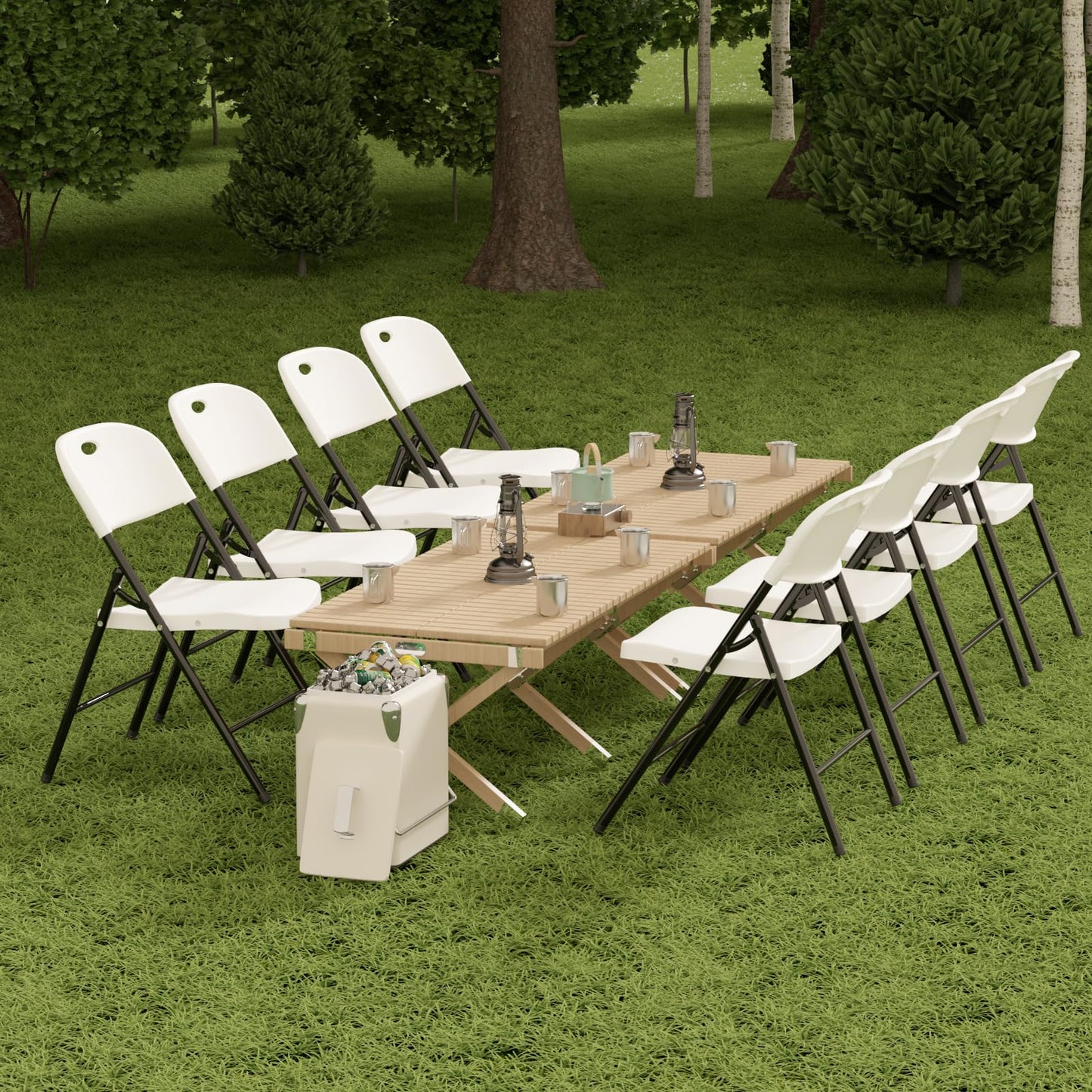 Nazhura 650 Weight Limit Heavy Duty Plastic Folding Chair with Reinfoced Steel Frame for Indoor and Outdoor, Wedding, Party, Restaurant, Meeting Room, Patio and Garden (White, 16 Pack)