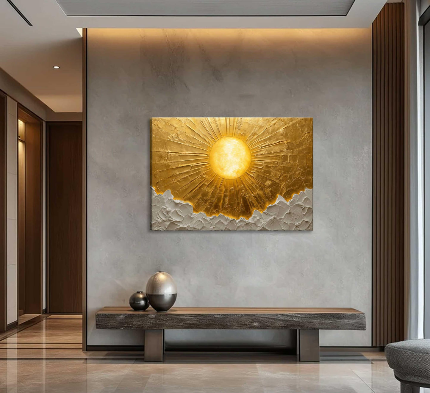 Boho Sun Canvas Wall Art Bohemia Minimalism Golden Abstract Sunrise Sunset Modern Luxury Painting Picture Wall Decor Poster Print Artwork for Living Room Bedroom Office Home Decoration