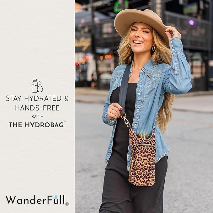 WanderFull® Original HydroBag® Collection, Water Bottle Holder w/Strap & Phone Pocket, Hands-Free Crossbody Water Bottle Bag