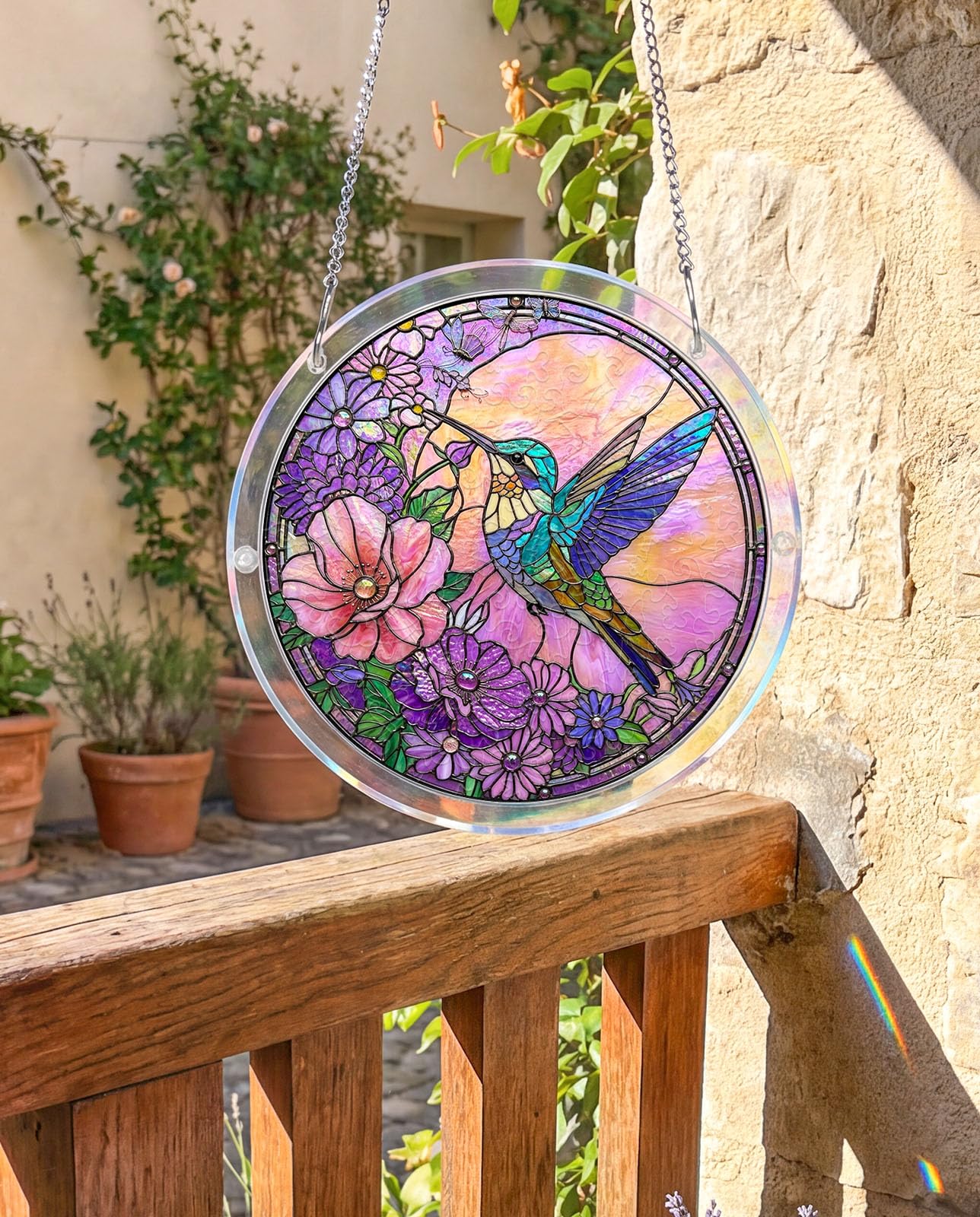 WOODBESTS Acrylic Jigsaw Puzzle Suncatcher 83 Pieces-Hummingbird, DIY Acrylic Puzzle Suncatcher, Window&Garden Decor, Unique Gifts for Mom, Women,Wife, Sisters, Aunt, Besties 7.4in
