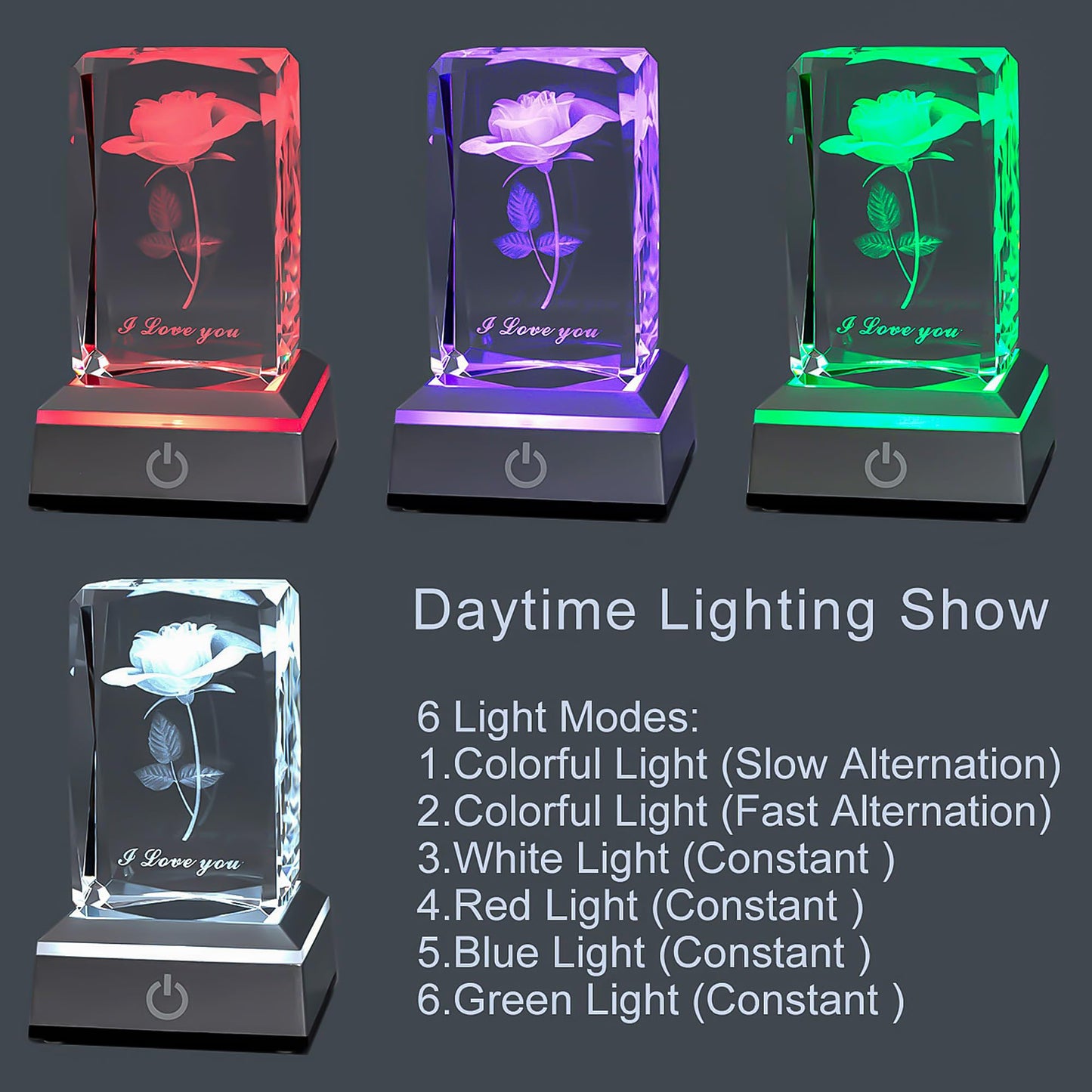 hochance 3D Rose Crystal Nightlight,Perfect Mothers Day Gifts for Wife Her Mom from Daughter Husband Son，Mother's Day Ideas Unique Anniversary Birthday Decolamp Presents
