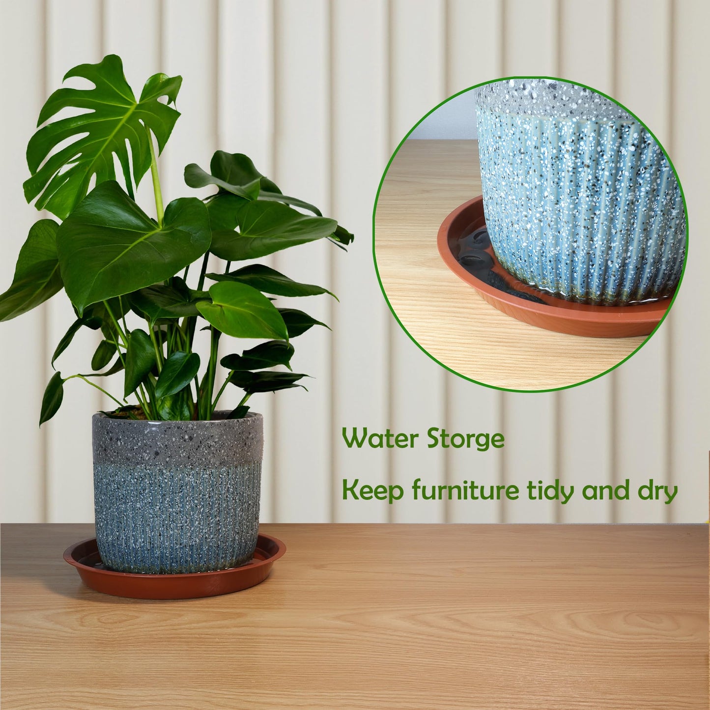 TNTIWQ 12 Pack 8 Inch Round Plant Saucers for Less 6.8 Inch Pot Indoors Outdoors Plant Trays for Pots Planter Saucer Plastic Plant Drip Tray Planter Water Tray for Potted Plants (Black, 8"(12pcs))