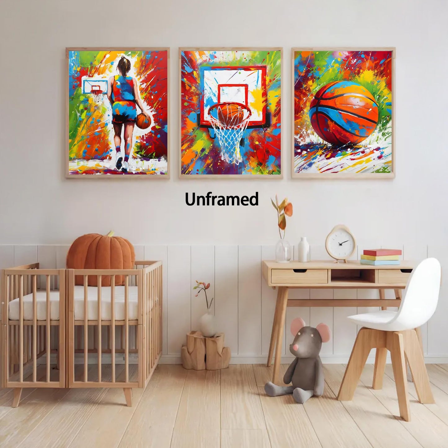 Frimeeme Basketball Wall Art Prints Posters,Basketball Posters For Girl Bedroom,Graffiti Wall Art for Girls Bedroom Print - 4pcs 8x10in Unframed