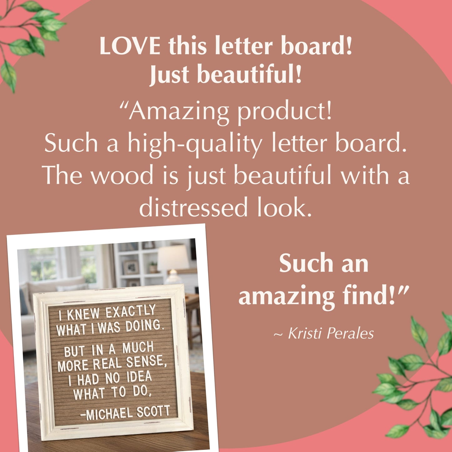 Cappuccino Felt Letter Board Back to School Sign with Rustic Wood White Frame - Farmhouse Letter Board Sign with Stand - Baby Announcement 10x10 Felt Board Changeable Message Board with 350 Letter Set