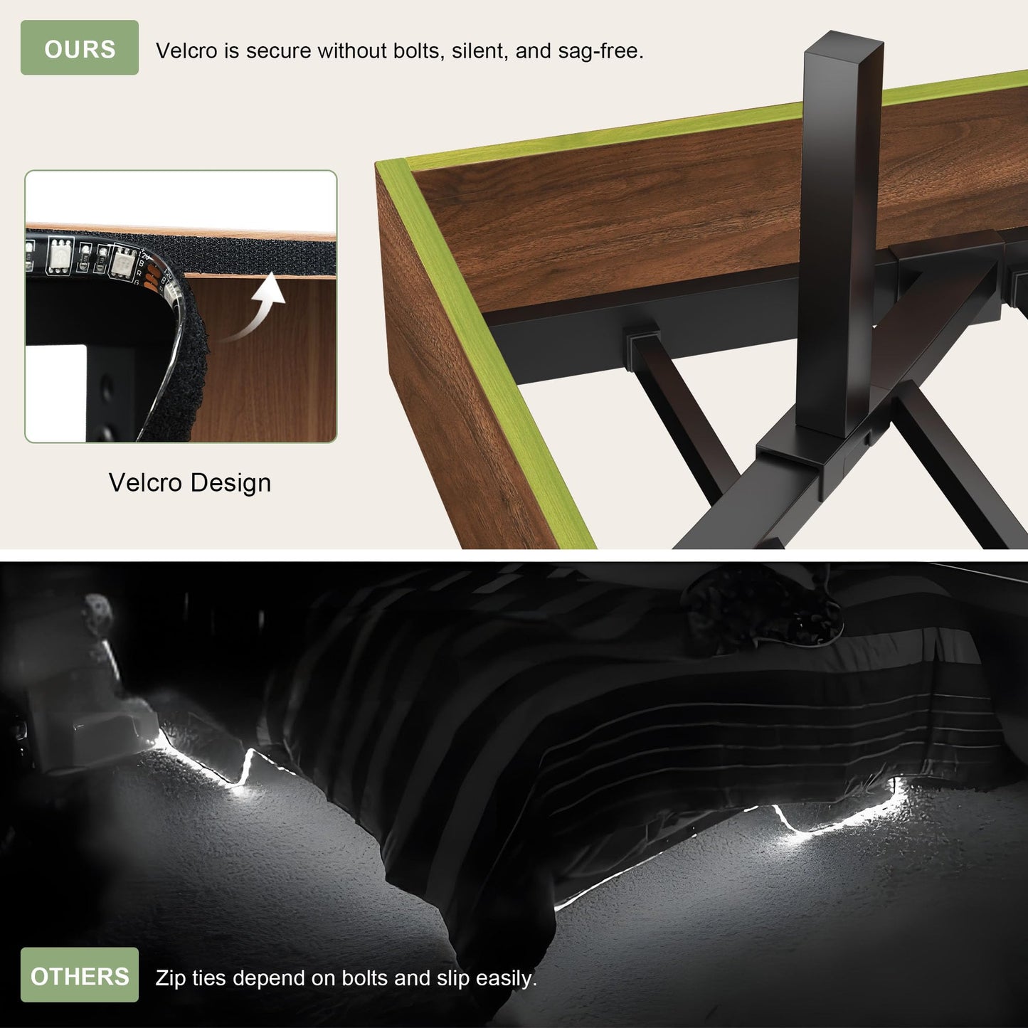 Feonase Floating Bed Frame King with Led Lights and Charging Station, Wood Full Size Bed Frame with Storage Headboard, Heavy Duty Metal Slats, No Box Spring Needed, Easy Assembly,Walnut