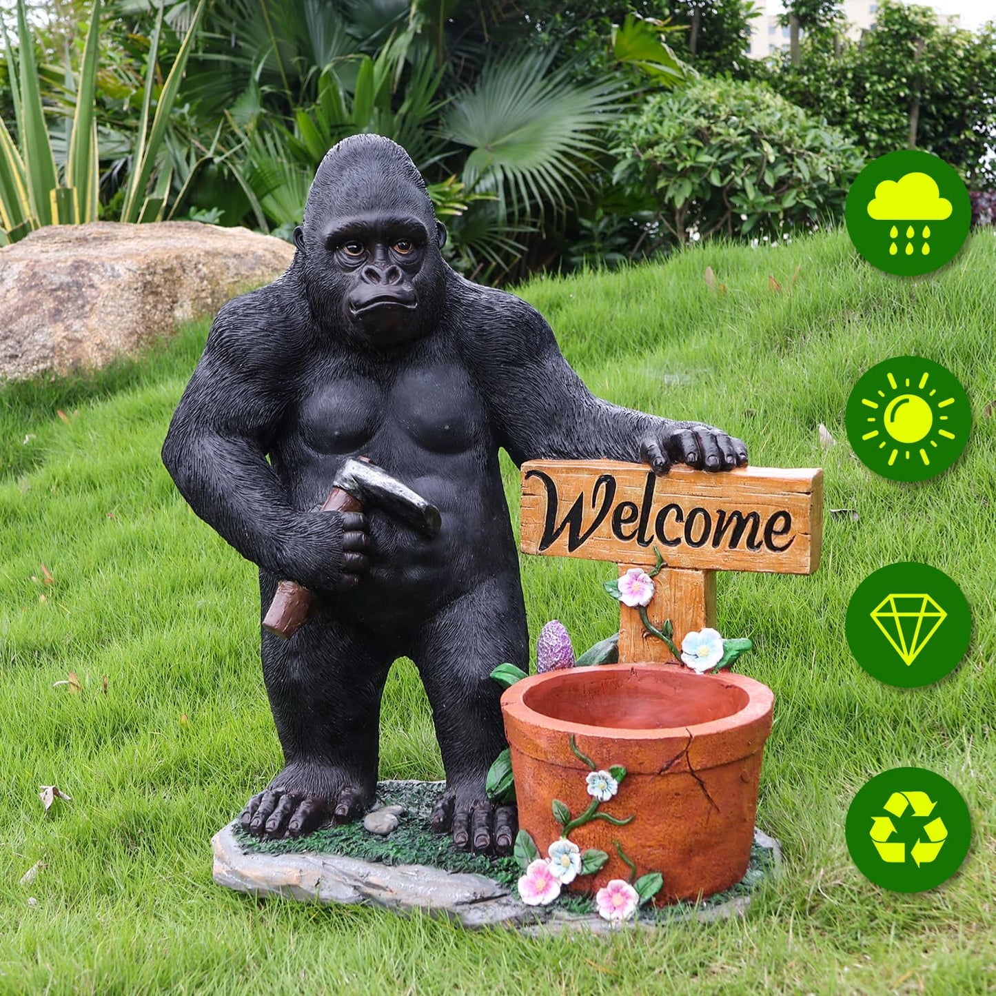 UNOIRNM Unique Statues Planter Gorilla Statue - Gorilla Flower Pot Kingkong Garden Sculptures Animal Landscaping Ornament for Lawn Balcony Yard Garden Patio Decor 28.7 Inch