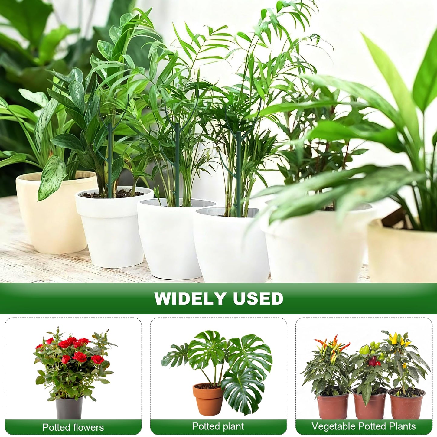 10pack Adjustable Plant Support Pole Stackable Indoor/Outdoor Support Pole with Clamps, Suitable for Supporting Monstera and Climbing Plants, Garden Accessories, Perfect Replacement for Plant Stakes